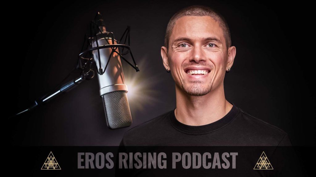 Photo of Sex Coach Taylor Johnson and Microphone with Eros Rising Sex Podcast Logo