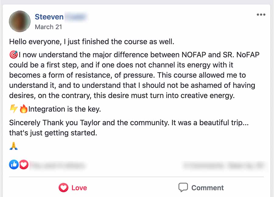 Testimonial Review for the Semen Retention Training by Sex Coach Taylor Johnson