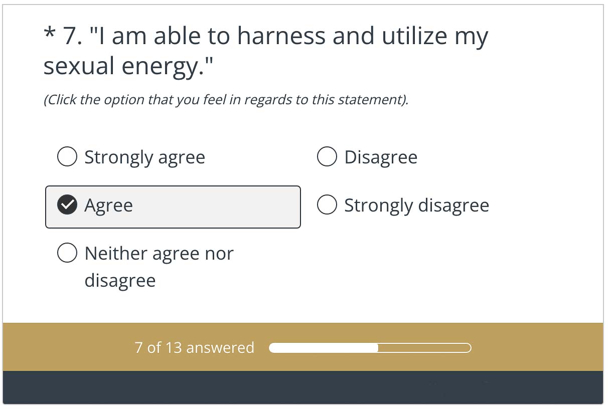 Semen Retention Benefits Survey Example Question