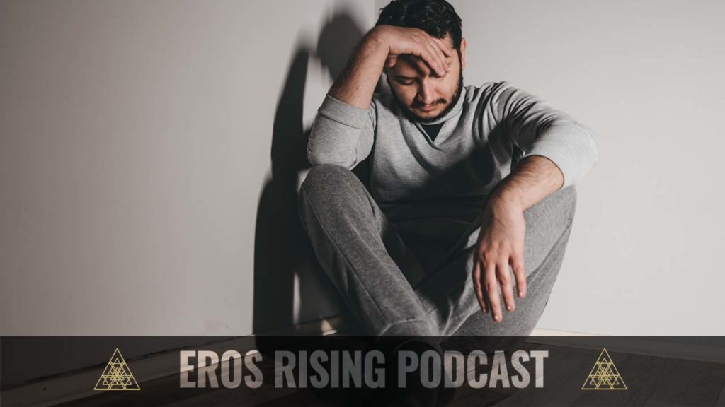 Man Experiencing Shame from Premature Ejaculation with Eros Rising Podcast Logo