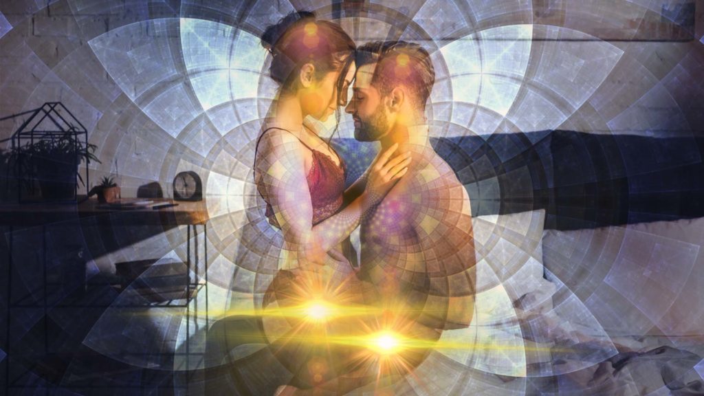 Image of couple with sexual energy graphic overlays.